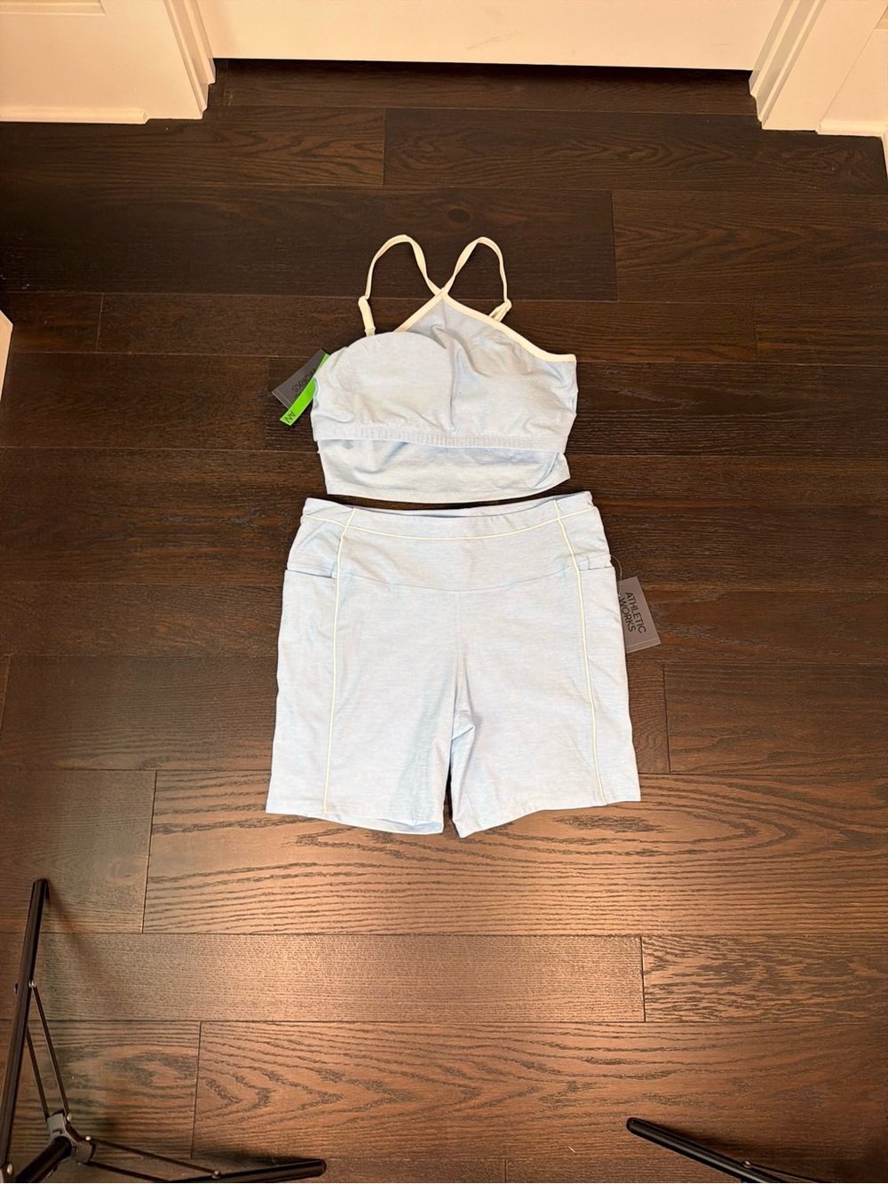 Athletic Works Light Blue Bike Shorts and Crop Sports Top